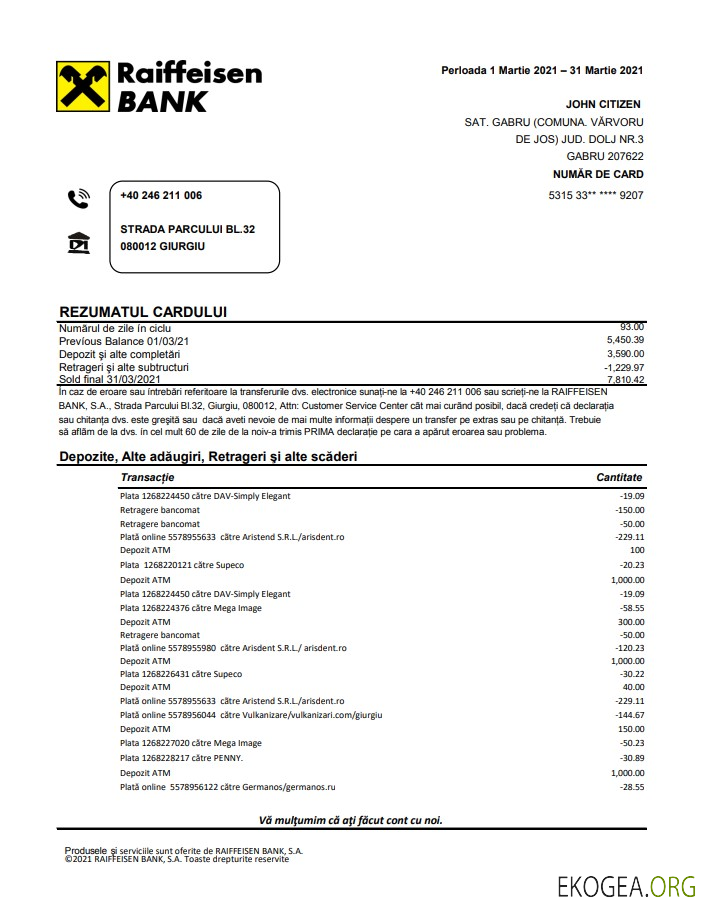 Banque Raiffeisen de Roumanie en langue roumaine